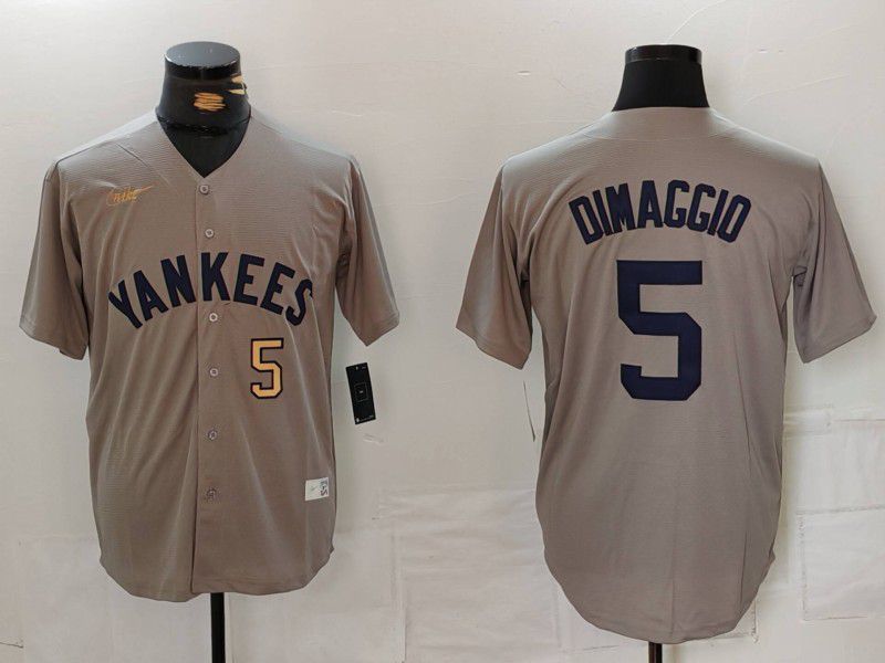 Men New York Yankees #5 Dimaggio Grey Throwback Game 2024 Nike MLB Jersey style 8141->milwaukee brewers->MLB Jersey